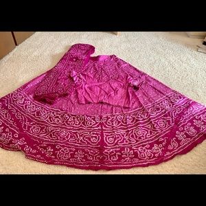 Magenta bandhej lehengha